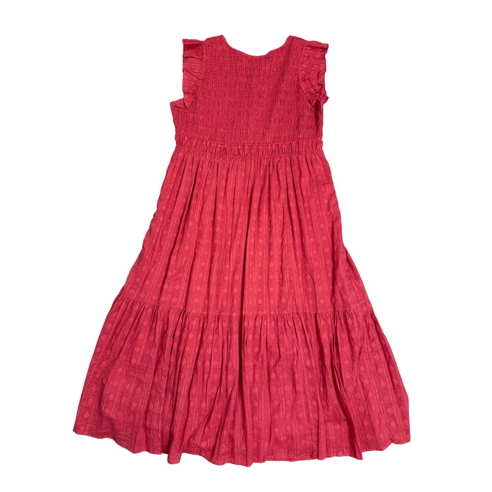 Anthropologie Smocked Ruffle Sleeve Dobby Maxi Dress Red 1X Plus NWT - Picture 3 of 11